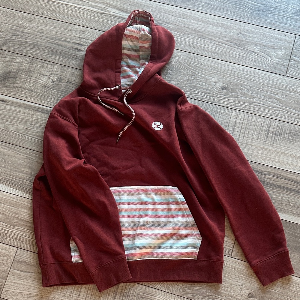 Hooey Red Hoodie with Striped Pocket